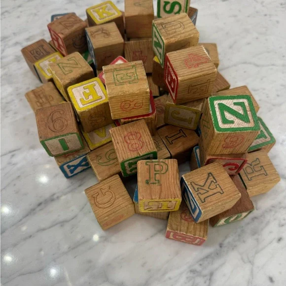Playskool 1978 Colorful Alphabet & Number Wooden Blocks Large Lot of 62 - Picture 7 of 9